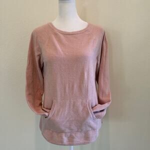 Barefoot Dreams Shirt Pullover Soft Touch Knit Pink Kangaroo Pocket Sweater